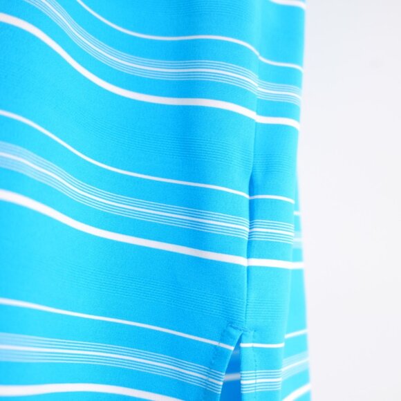 Adidas Puremotion Teal Striped Large Collared Polo Shirt‎ Short Sleeve Polyester - Picture 3 of 12